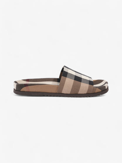 Burberry Check Slide Dark Birch Brown Cotton EU 42 UK 8
