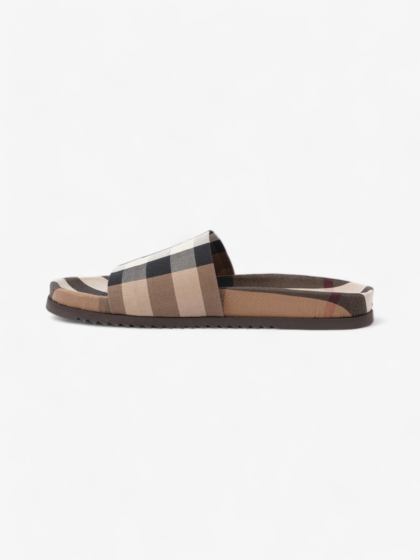 Burberry Check Slide Dark Birch Brown Cotton EU 42 UK 8