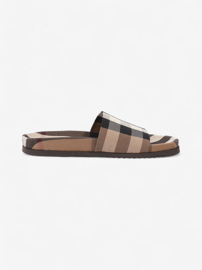 Burberry Check Slide Dark Birch Brown Cotton EU 42 UK 8