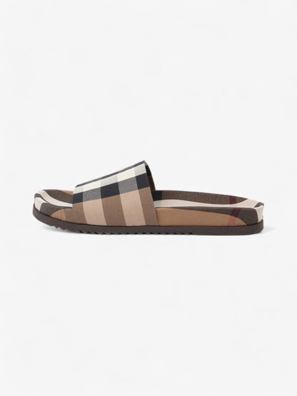 Burberry Check Slide Dark Birch Brown Cotton EU 42 UK 8