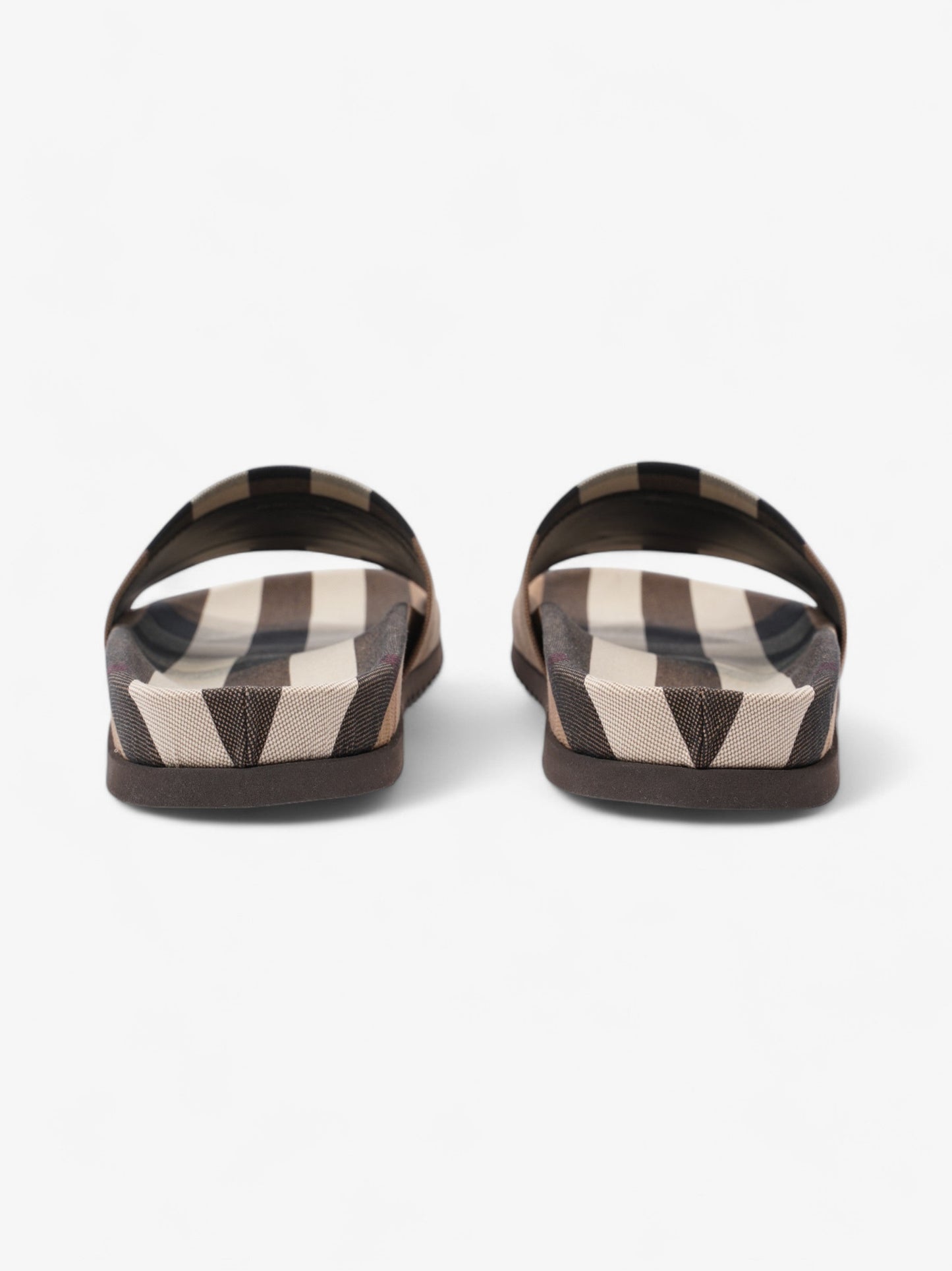 Burberry Check Slide Dark Birch Brown Cotton EU 42 UK 8