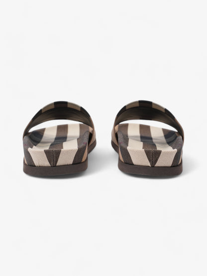 Burberry Check Slide Dark Birch Brown Cotton EU 42 UK 8
