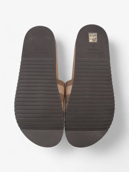 Burberry Check Slide Dark Birch Brown Cotton EU 42 UK 8