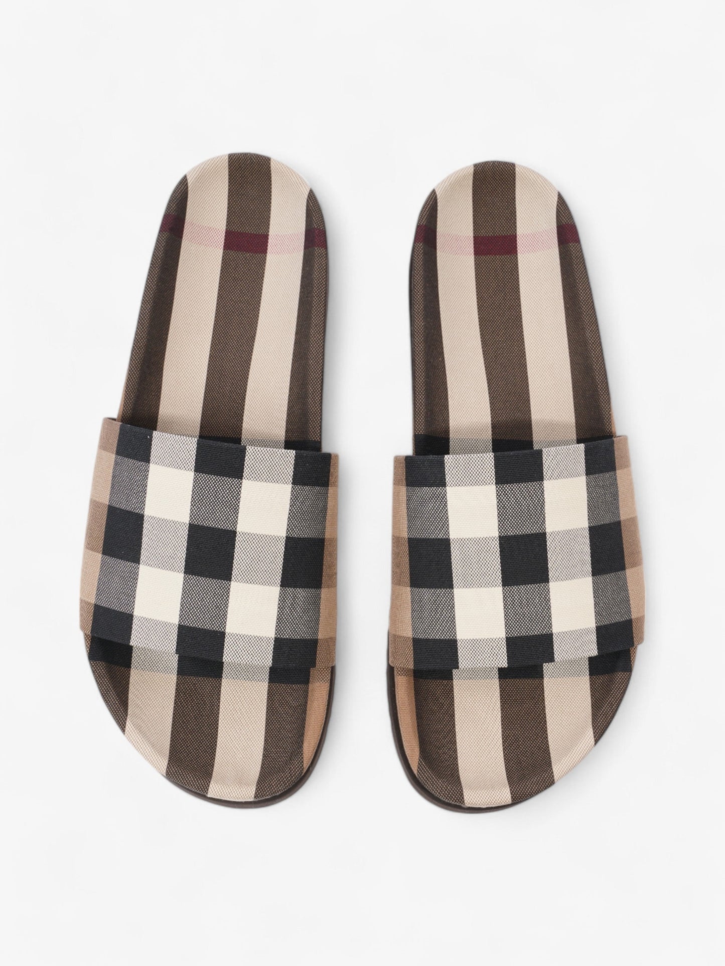 Burberry Check Slide Dark Birch Brown Cotton EU 42 UK 8