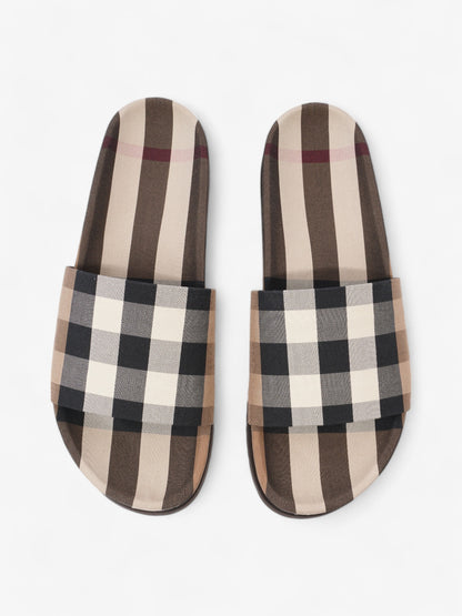 Burberry Check Slide Dark Birch Brown Cotton EU 42 UK 8