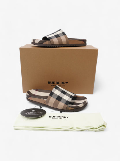 Burberry Check Slide Dark Birch Brown Cotton EU 42 UK 8