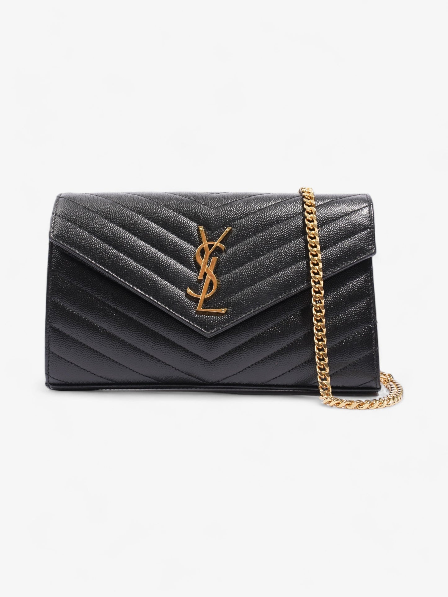 Saint Laurent Quilted Envelope Clutch Black Grained Leather