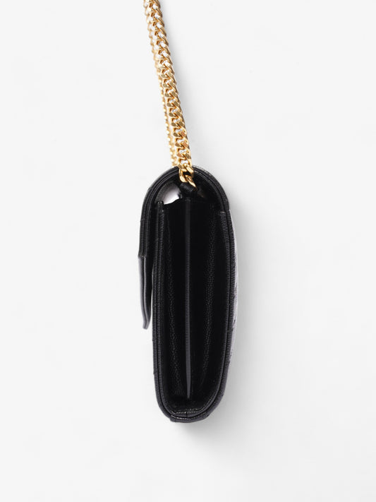 Saint Laurent Quilted Envelope Clutch Black Grained Leather