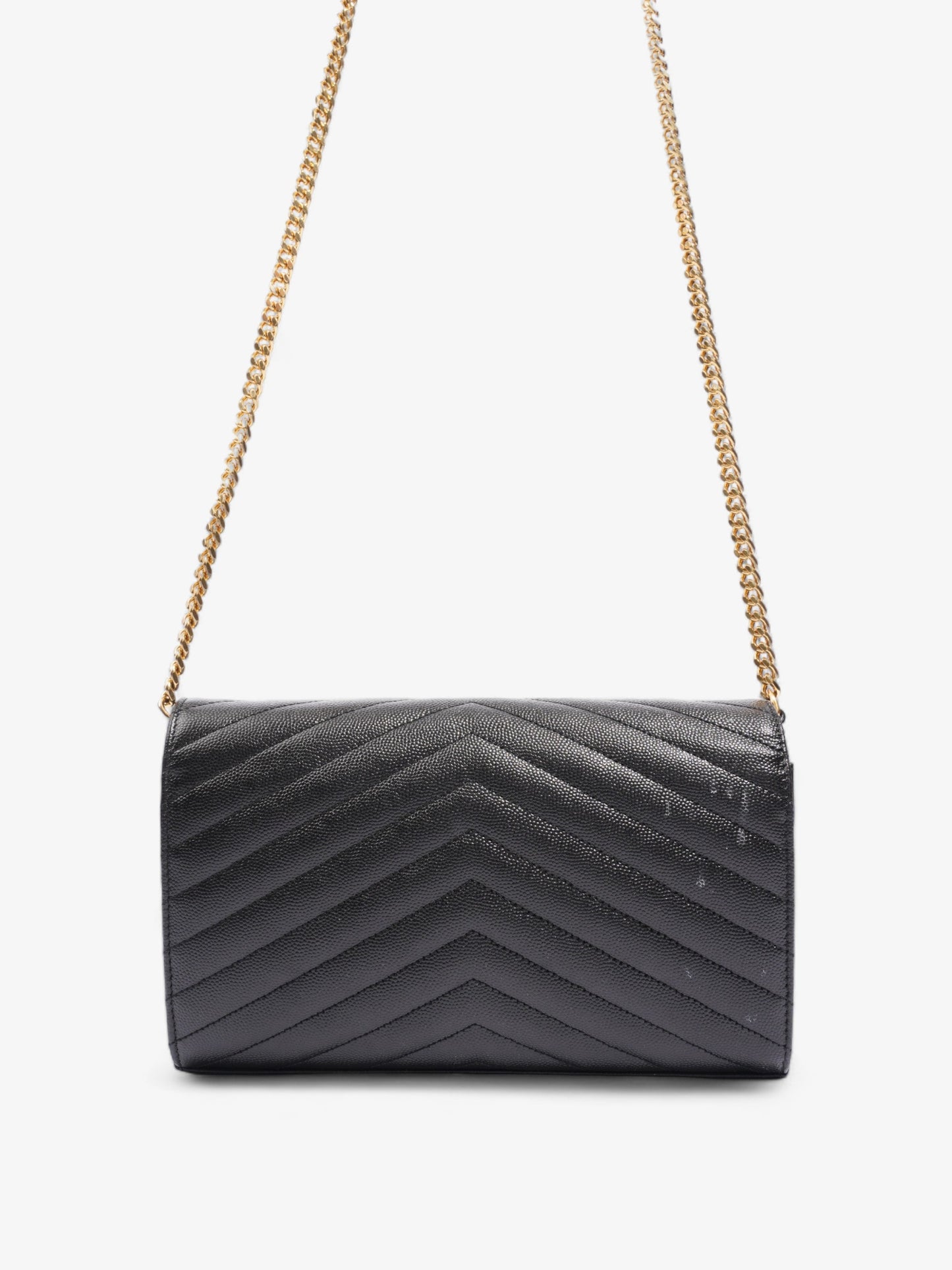 Saint Laurent Quilted Envelope Clutch Black Grained Leather