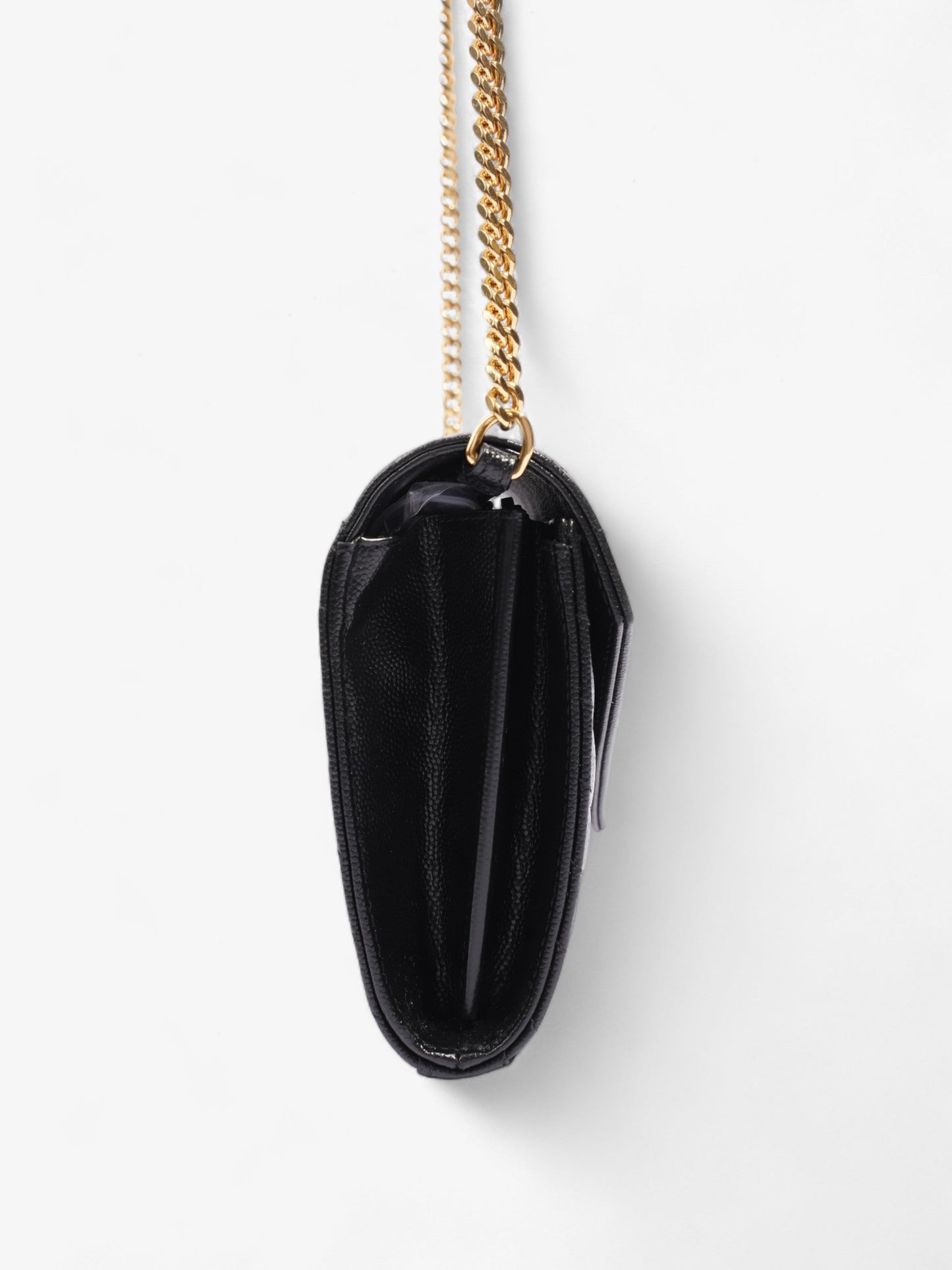 Saint Laurent Quilted Envelope Clutch Black Grained Leather