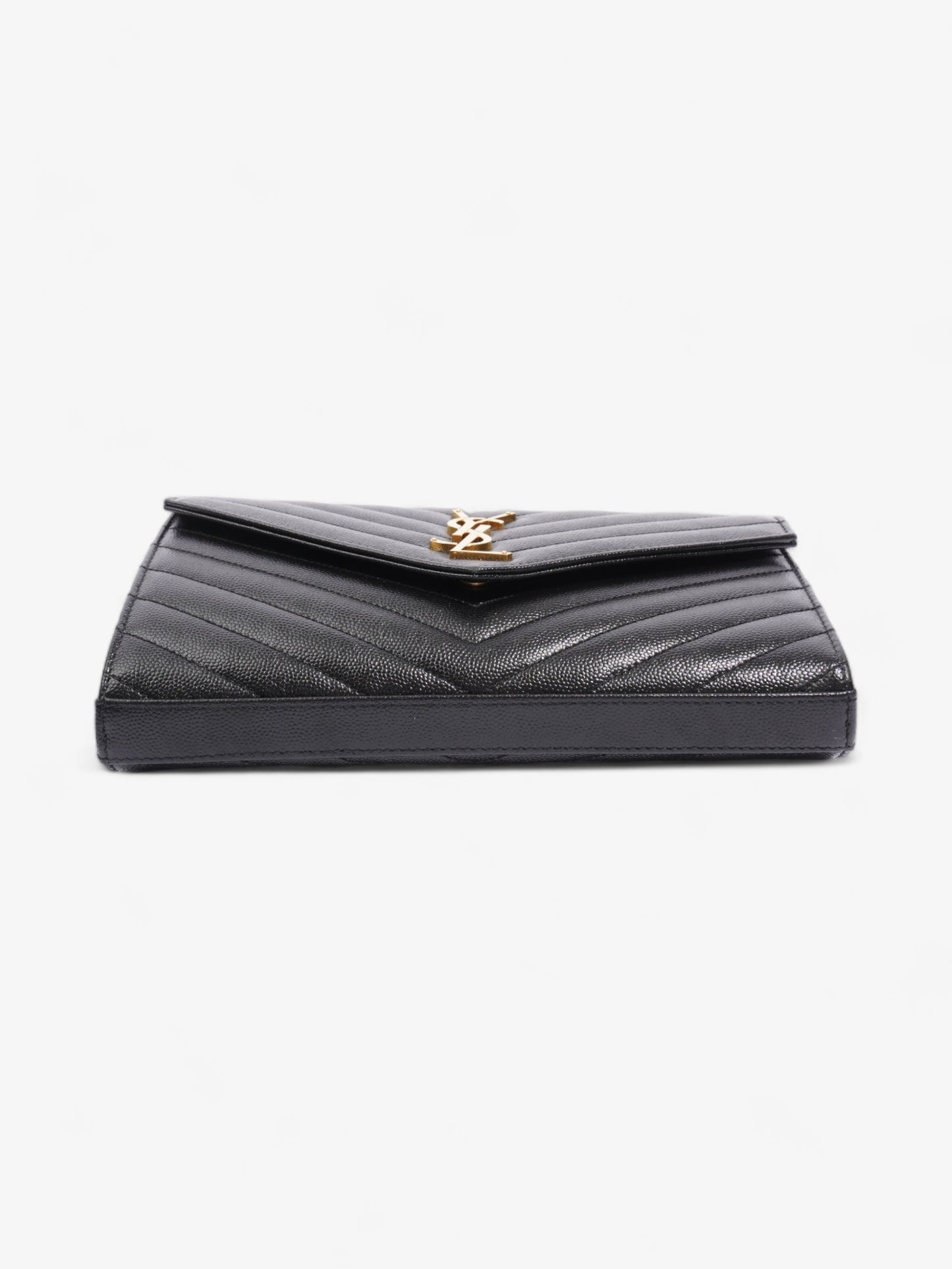 Saint Laurent Quilted Envelope Clutch Black Grained Leather