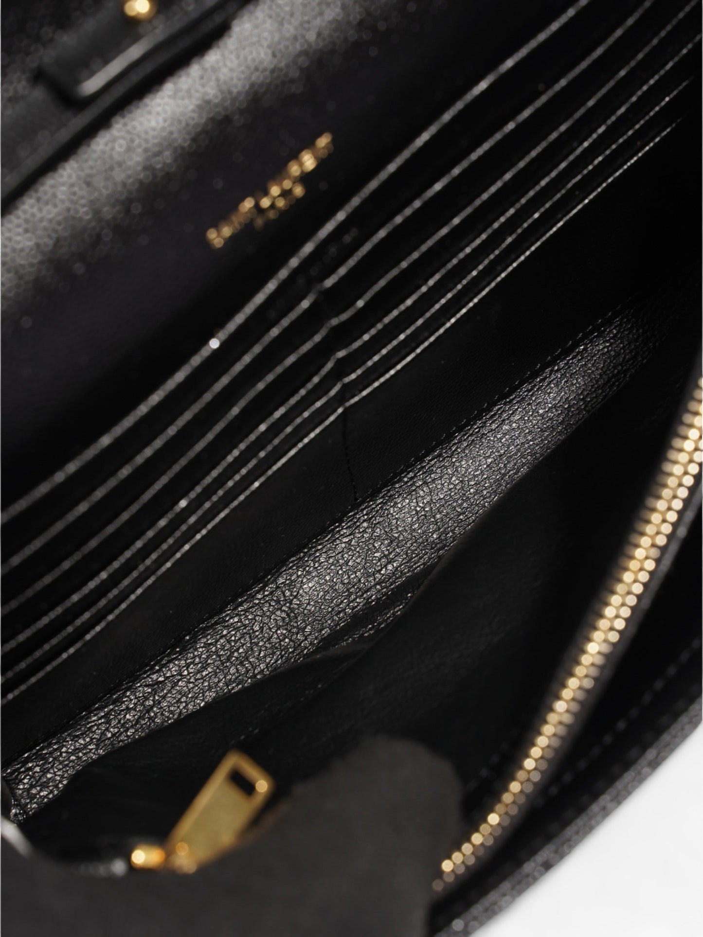 Saint Laurent Quilted Envelope Clutch Black Grained Leather