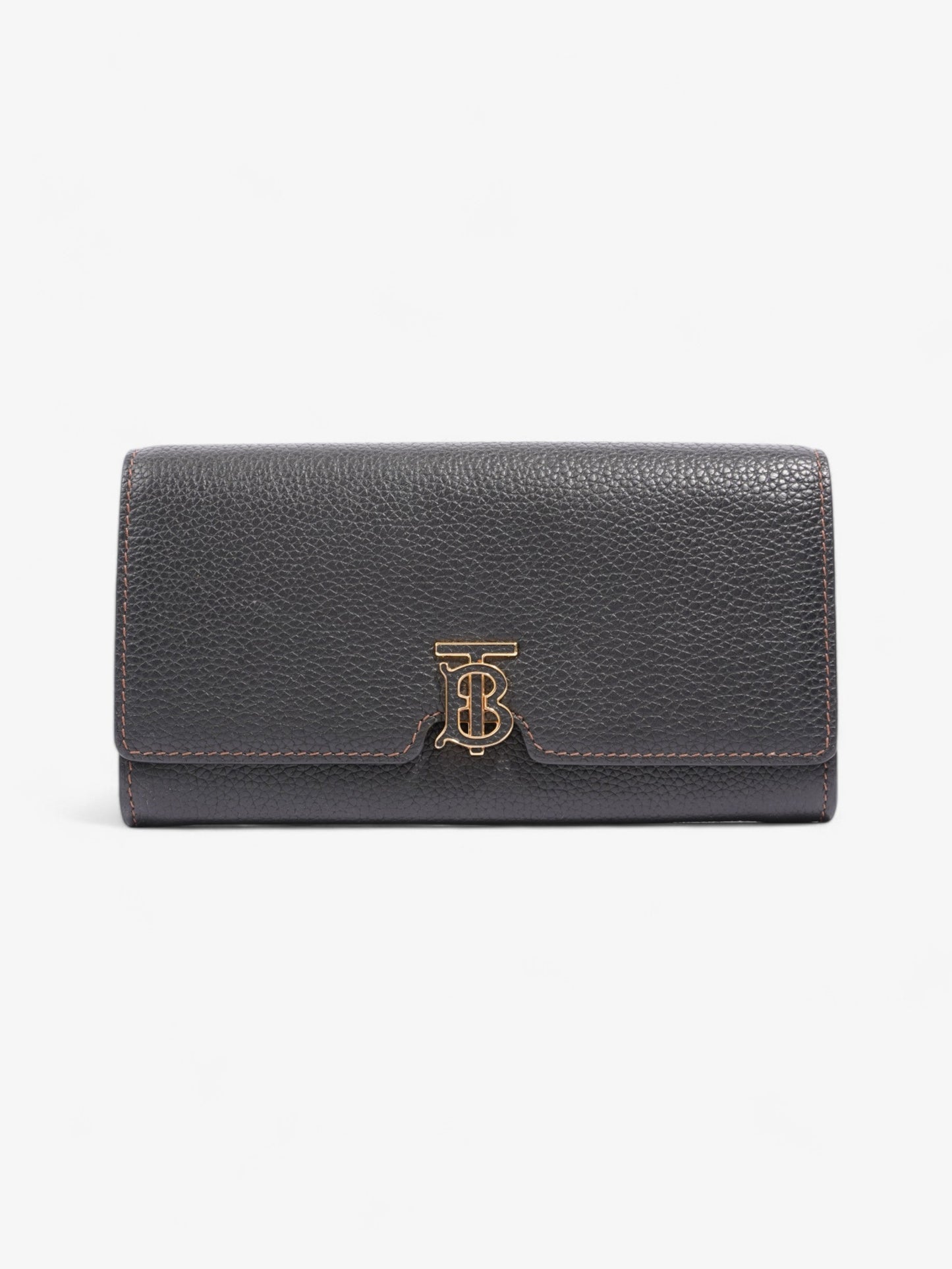Burberry TB Continental Wallet Black / Gold Grained Leather