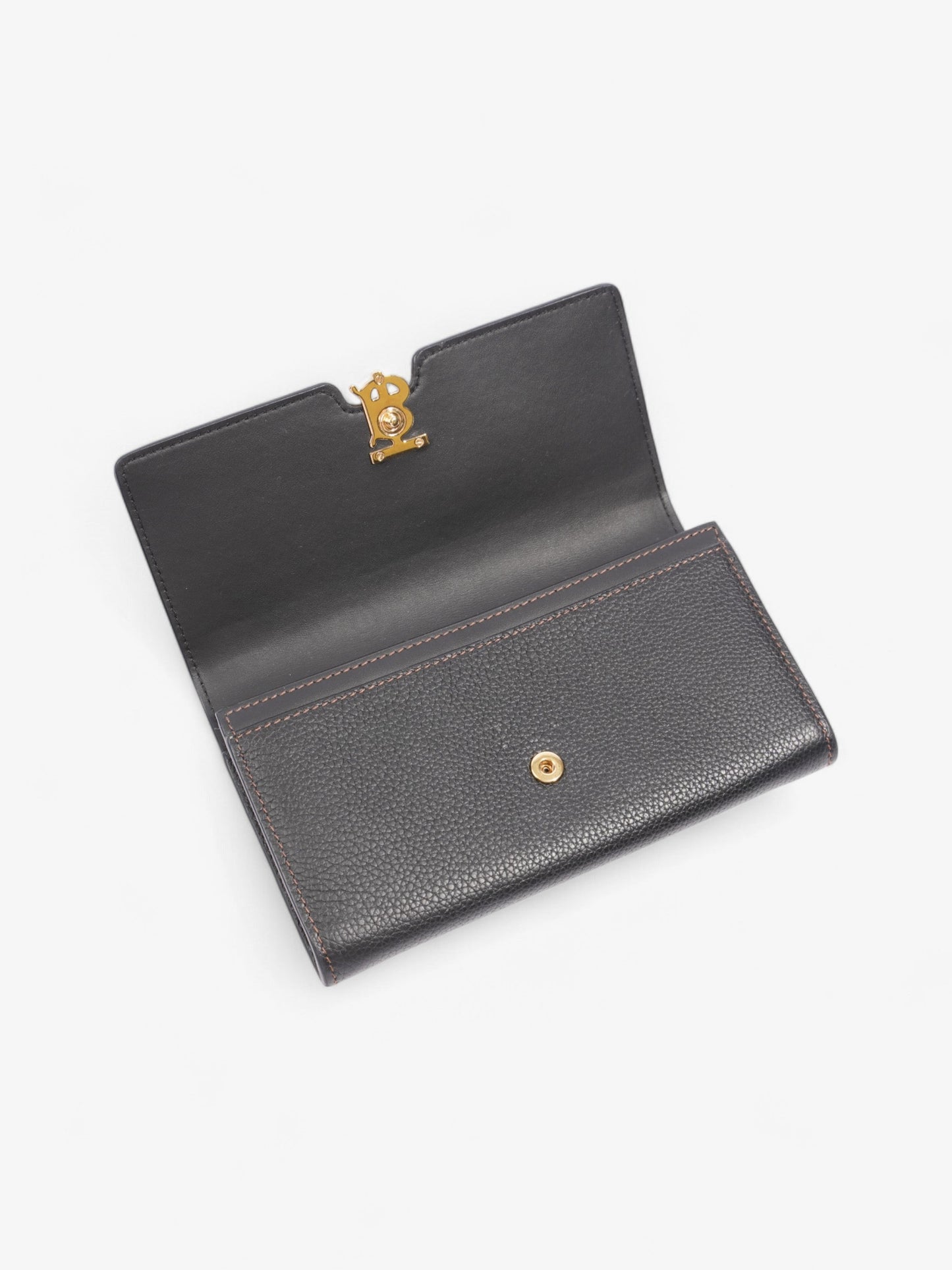 Burberry TB Continental Wallet Black / Gold Grained Leather