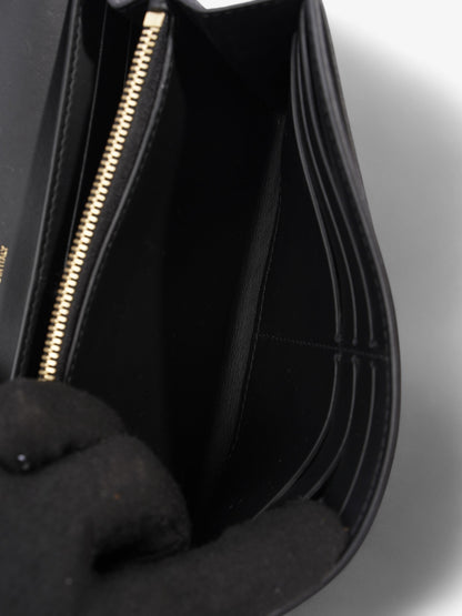 Burberry TB Continental Wallet Black / Gold Grained Leather