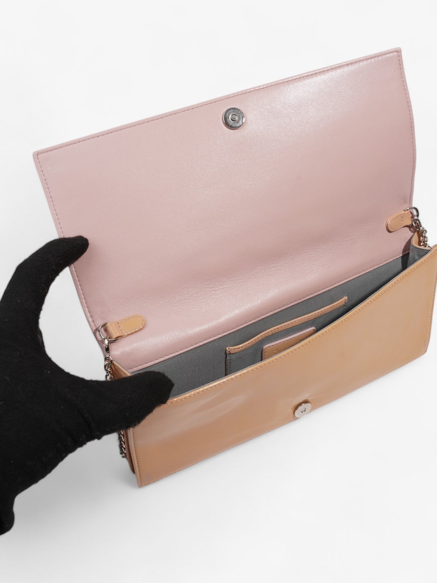 Christian Dior Lady Dior Clutch Pink Nude Patent Leather