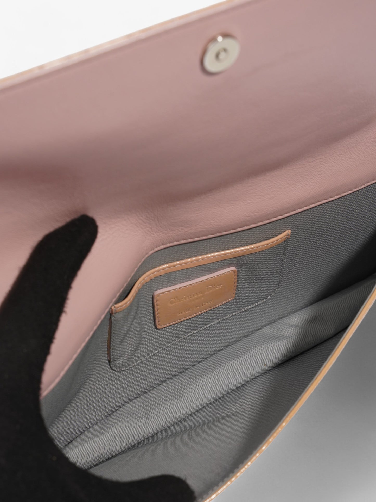 Christian Dior Lady Dior Clutch Pink Nude Patent Leather
