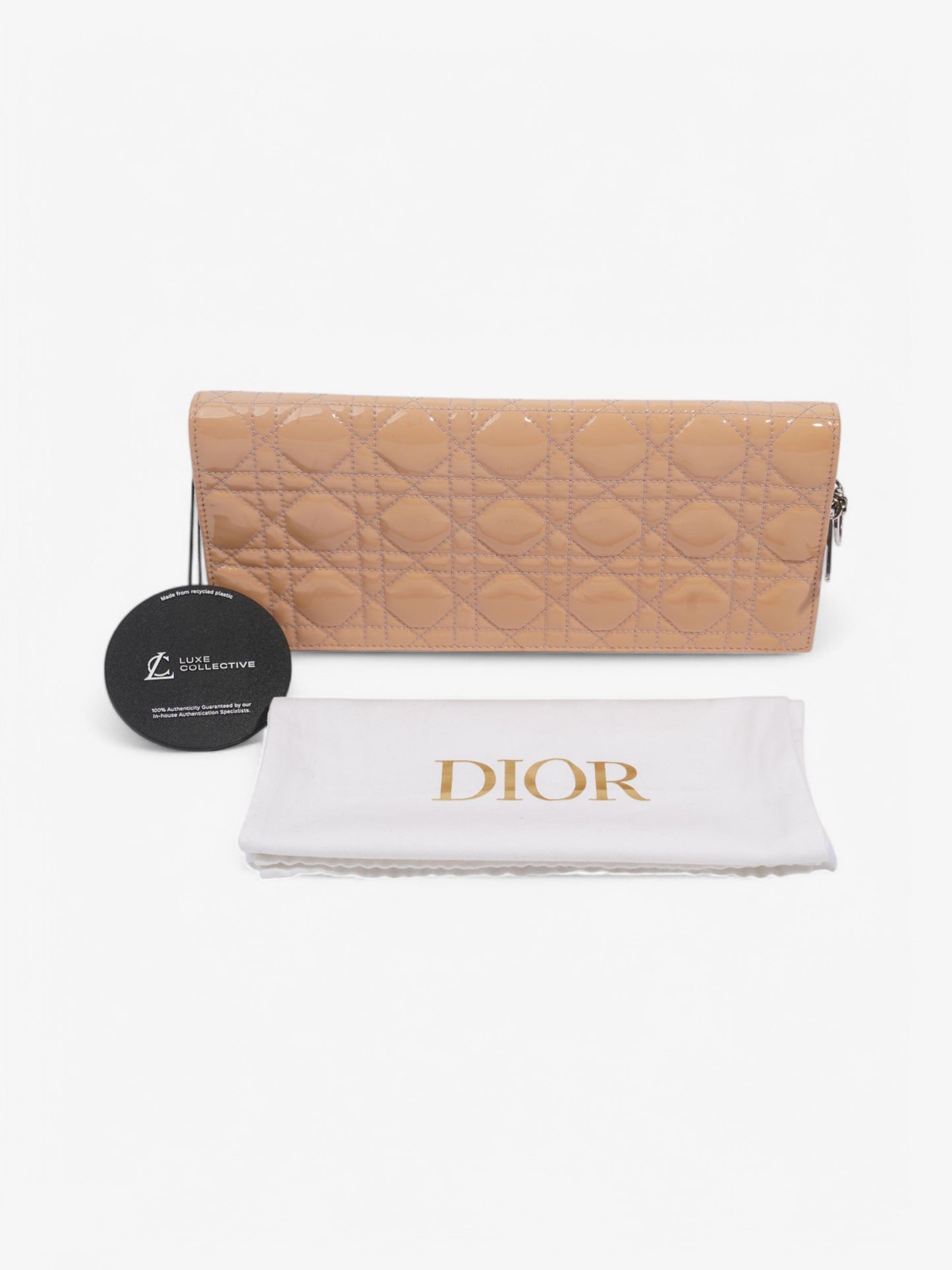 Christian Dior Lady Dior Clutch Pink Nude Patent Leather