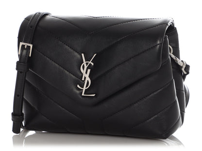 Saint Laurent Black Matelassé Loulou Toy Bag