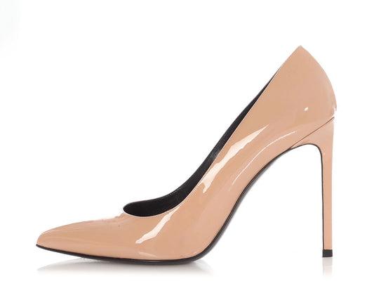 Saint Laurent Beige Patent Pumps