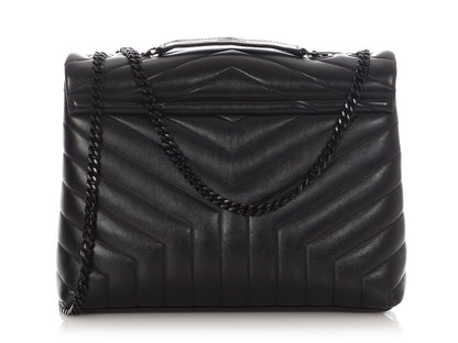 Saint Laurent Medium So Black Matelassé Calfskin Loulou