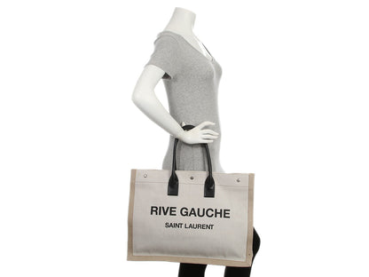Saint Laurent Large Beige Canvas Rive Gauche Tote