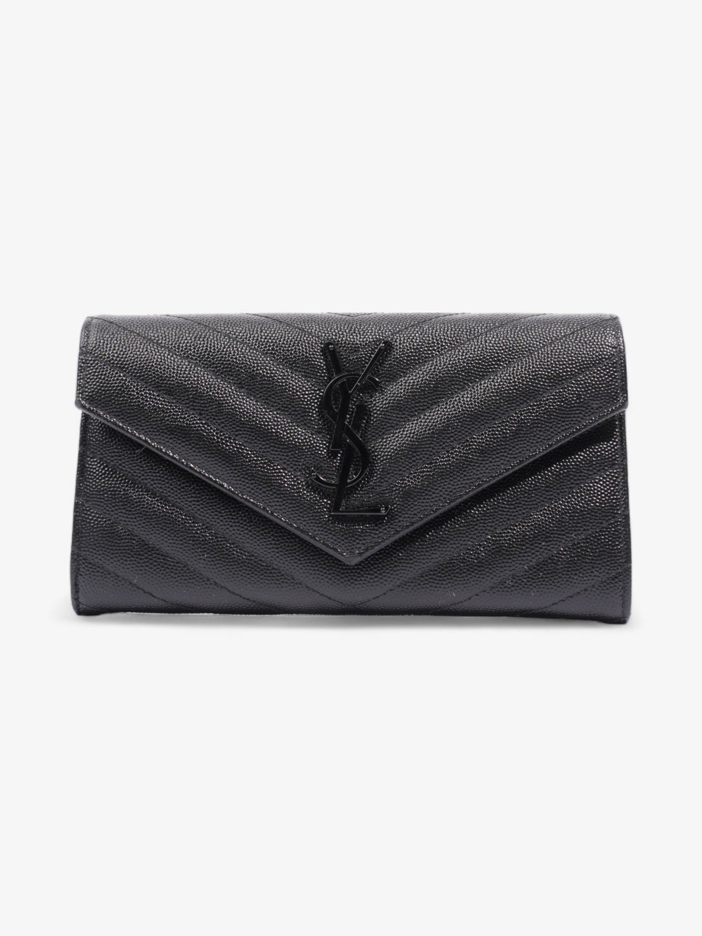 Saint Laurent Cassandre Flap Wallet Black Calfskin Leather