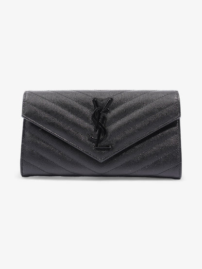 Saint Laurent Cassandre Flap Wallet Black Calfskin Leather