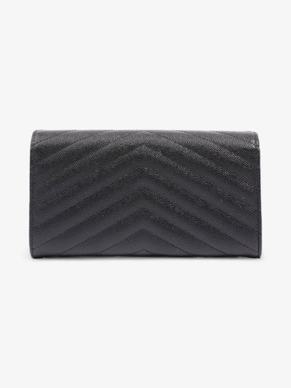 Saint Laurent Cassandre Flap Wallet Black Calfskin Leather