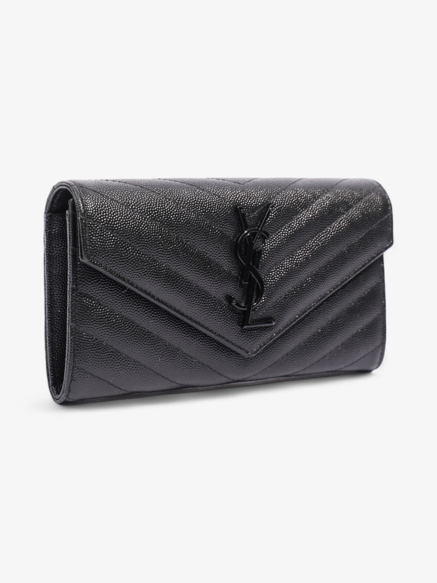 Saint Laurent Cassandre Flap Wallet Black Calfskin Leather