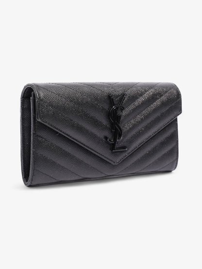 Saint Laurent Cassandre Flap Wallet Black Calfskin Leather