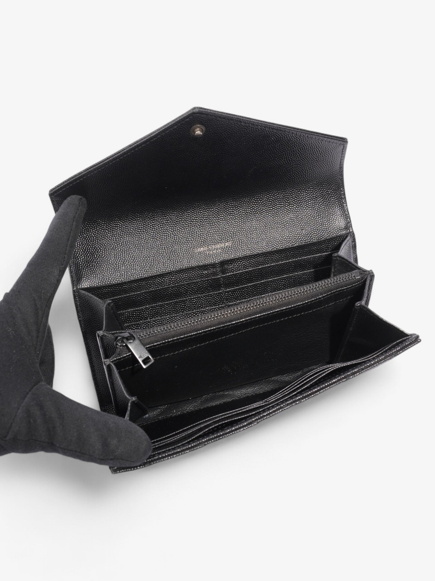 Saint Laurent Cassandre Flap Wallet Black Calfskin Leather