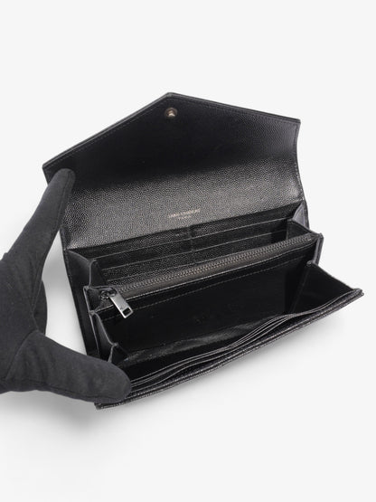 Saint Laurent Cassandre Flap Wallet Black Calfskin Leather