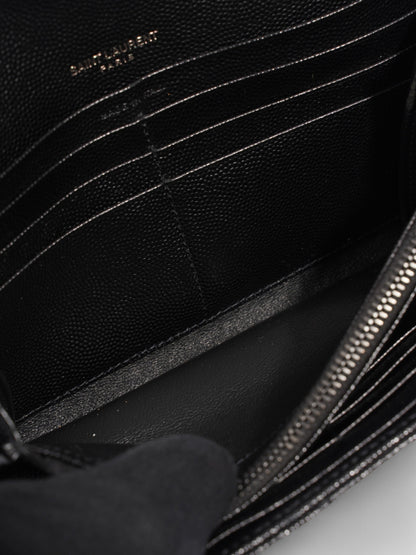 Saint Laurent Cassandre Flap Wallet Black Calfskin Leather