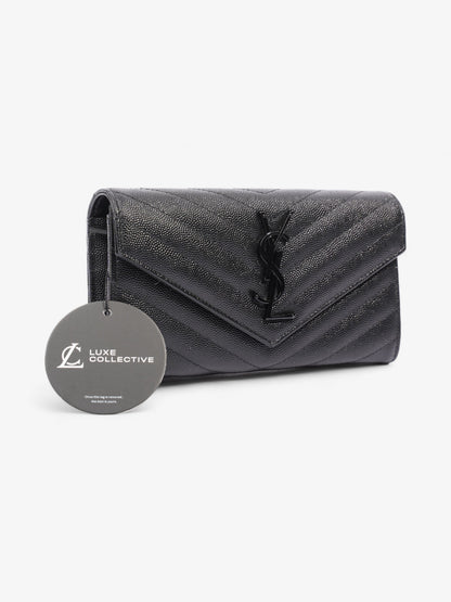 Saint Laurent Cassandre Flap Wallet Black Calfskin Leather