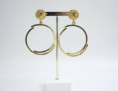 Chanel Vintage 1954-71 Gold-Plated Large Hoop Clip-on Earrings