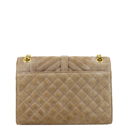 YVES SAINT LAURENT Medium Envelope Matelasse Suede Crossbody Bag Beige
