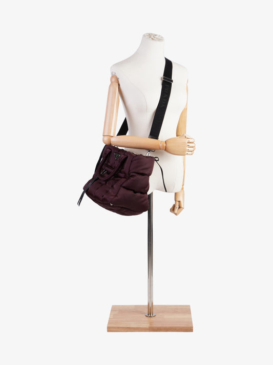 Prada Puffer Tote Burgundy Re Nylon
