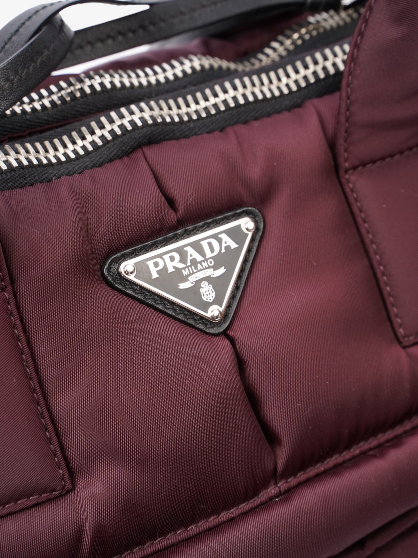 Prada Puffer Tote Burgundy Re Nylon