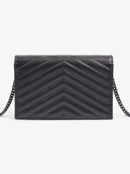 Saint Laurent Cassandre Envelope Chain Wallet Black Matelasse Leather