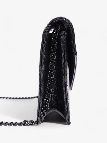 Saint Laurent Cassandre Envelope Chain Wallet Black Matelasse Leather