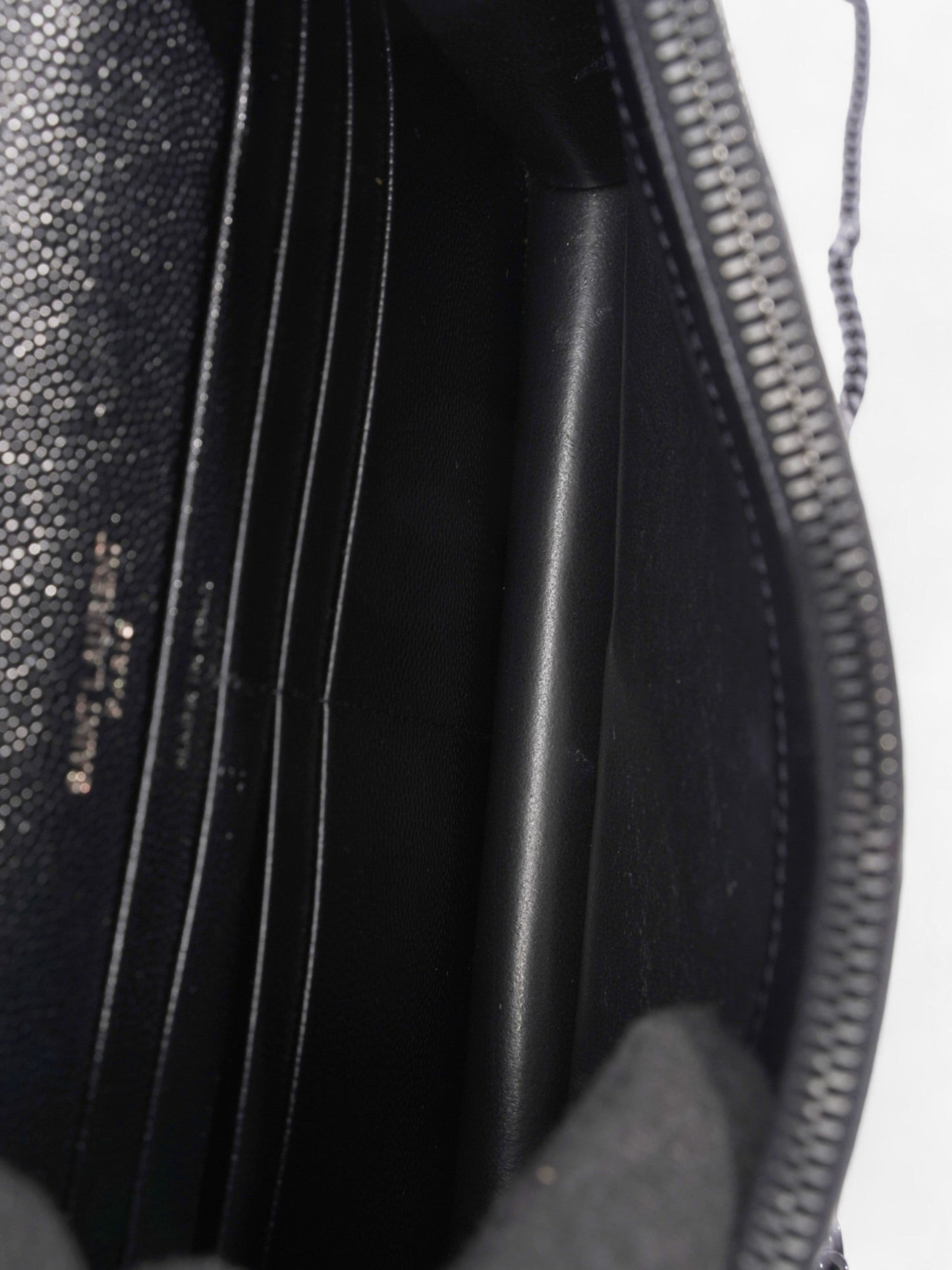 Saint Laurent Cassandre Envelope Chain Wallet Black Matelasse Leather