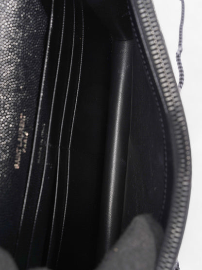 Saint Laurent Cassandre Envelope Chain Wallet Black Matelasse Leather