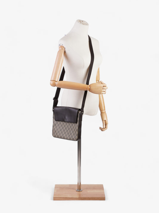 Gucci Classic Flap  Beige And Ebony GG Supreme / Brown Coated Canvas