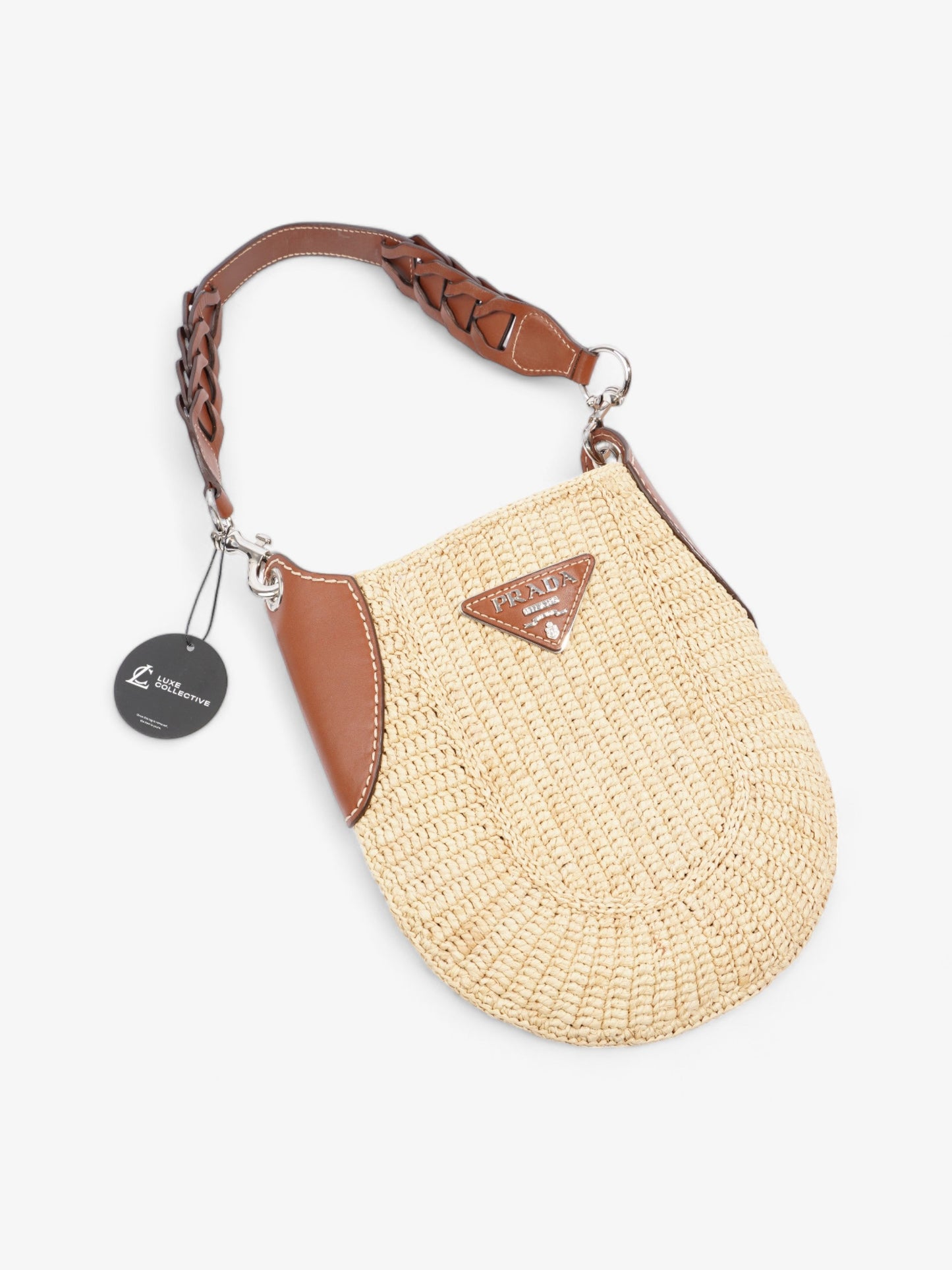 Prada Open Hobo Brown / Neutral Raffia