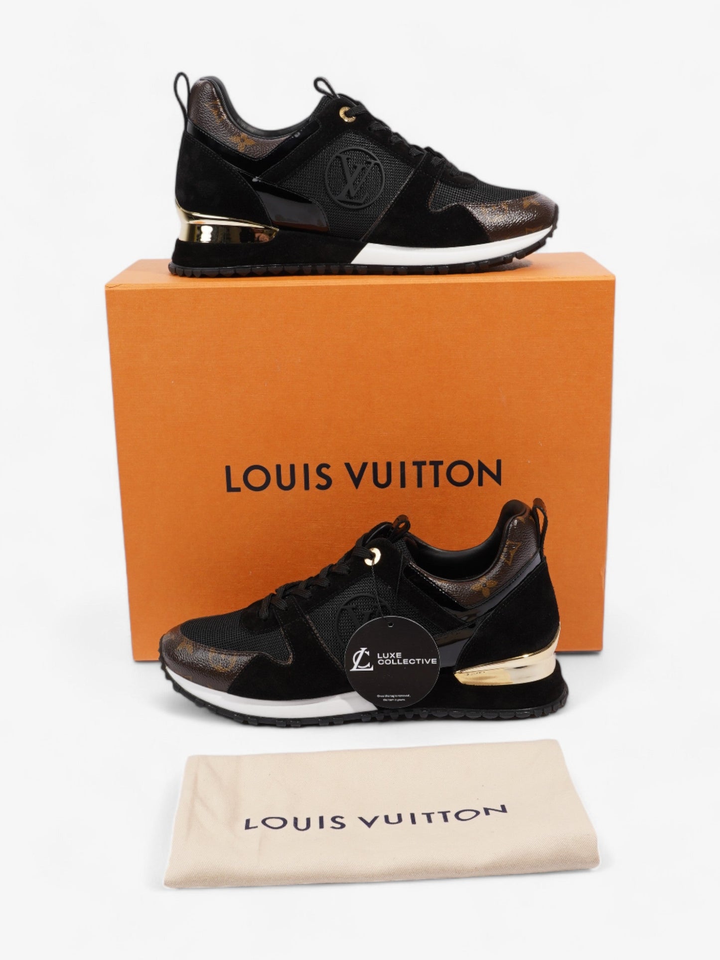 Louis Vuitton Run Away Sneakers Black / Brown Monogram Mesh EU 40 UK 7
