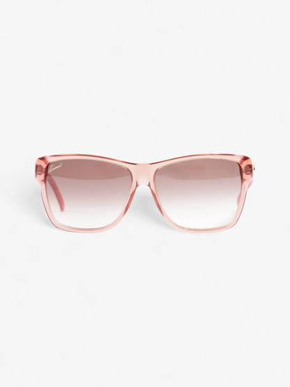 Gucci Clear Frame Sunglasses Coral / Beige Acetate 135mm