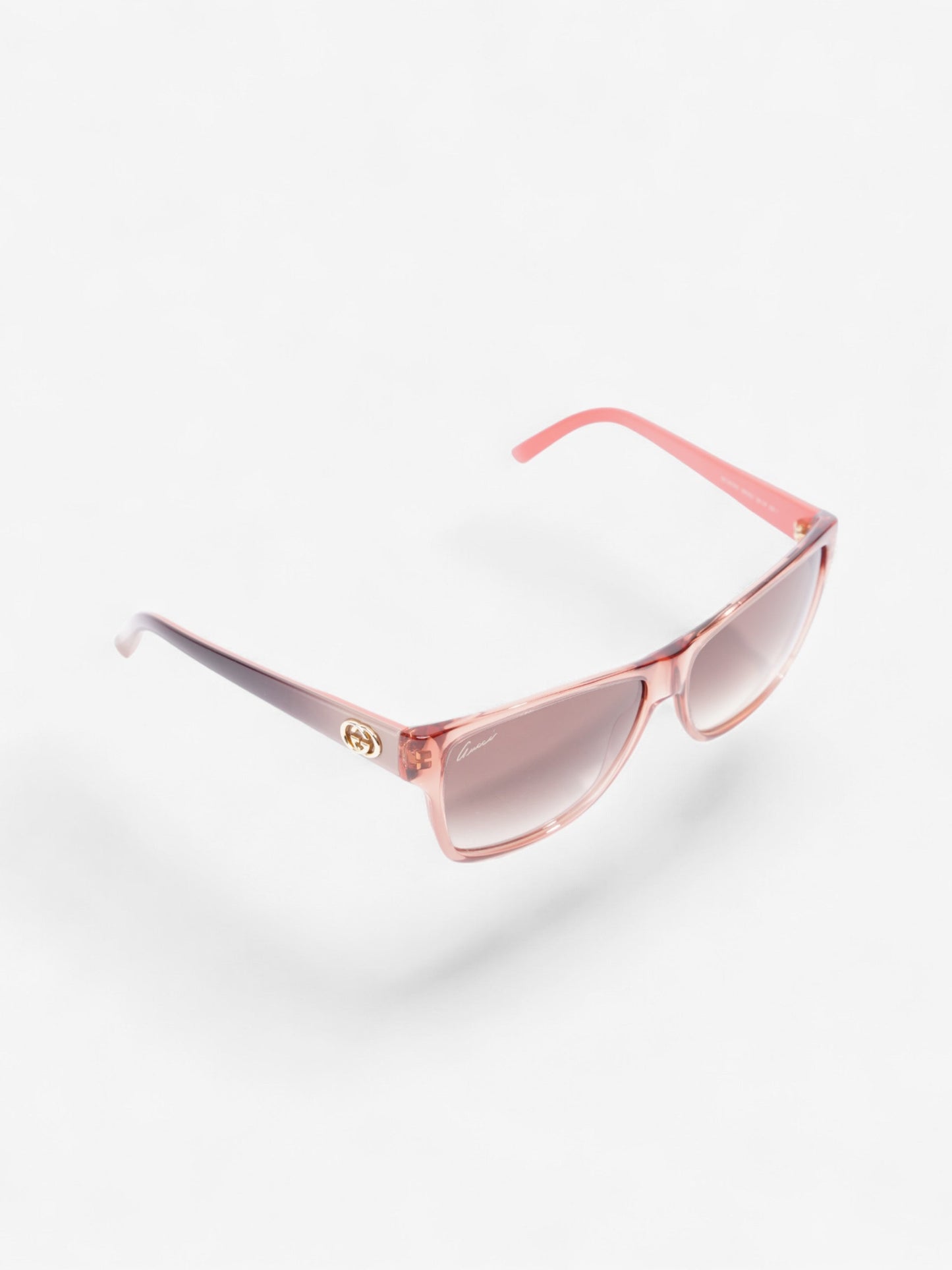 Gucci Clear Frame Sunglasses Coral / Beige Acetate 135mm
