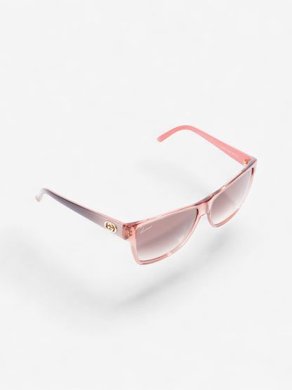 Gucci Clear Frame Sunglasses Coral / Beige Acetate 135mm