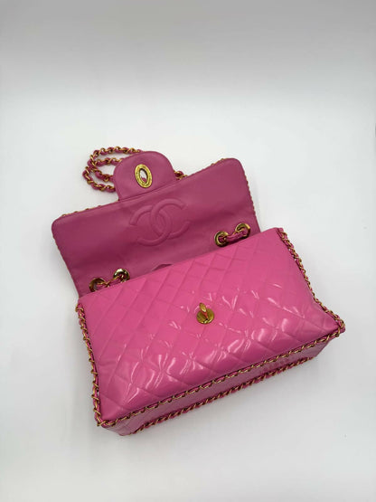 Chanel 1995 Vintage Barbie Pink Chainlink Maxi Flap Bag